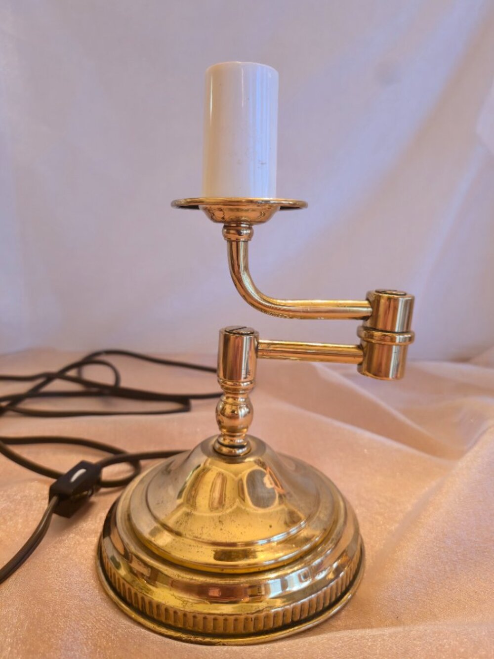 Vintage Brass Swing Arm Desk Lamp Adjustable Candlestick Table Light No Shade
